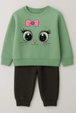 Cat Bow Face Sweatshirt & Trouser Set (2pcs)