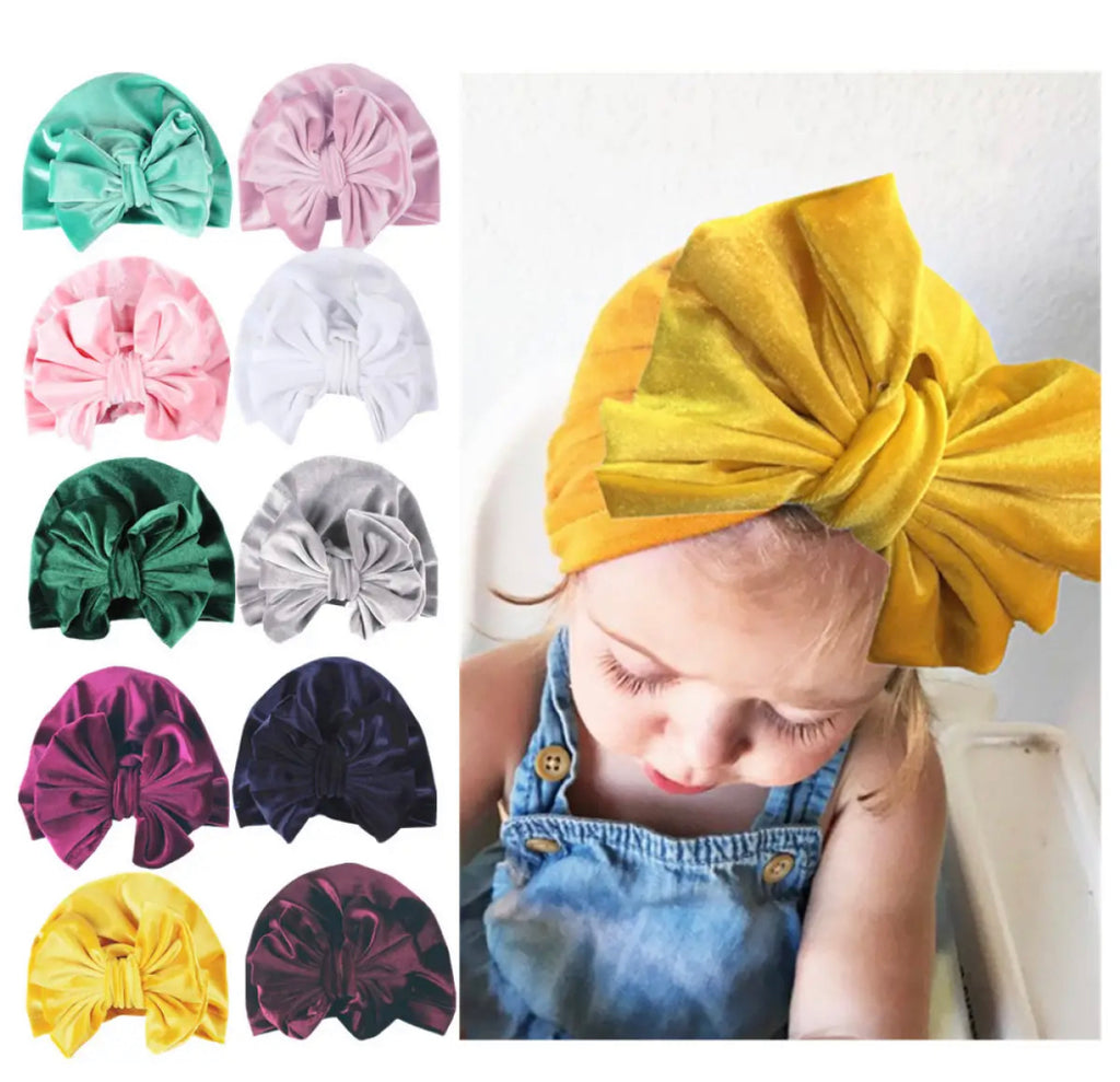 Baby Velvet Turban Bow Knot Cap