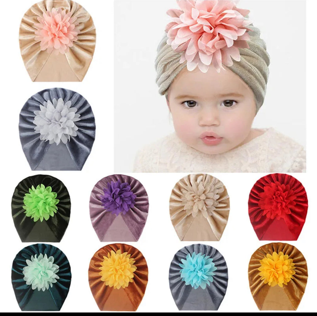 Flower Velvet Cap (Pack of 3)