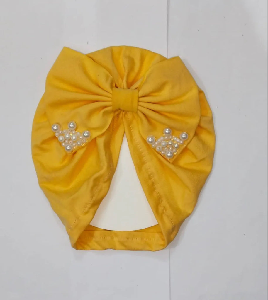Three Pearl Bow Cap (Pack of 3)