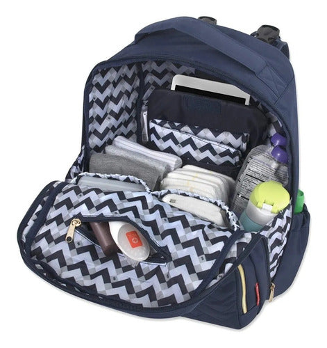 Baby Essentials Fisher-Price Signature Morgan Quilted Backpack Diaper Bag with Changing Pad, Stroller Clips, Laptop Compartment - (Blue)