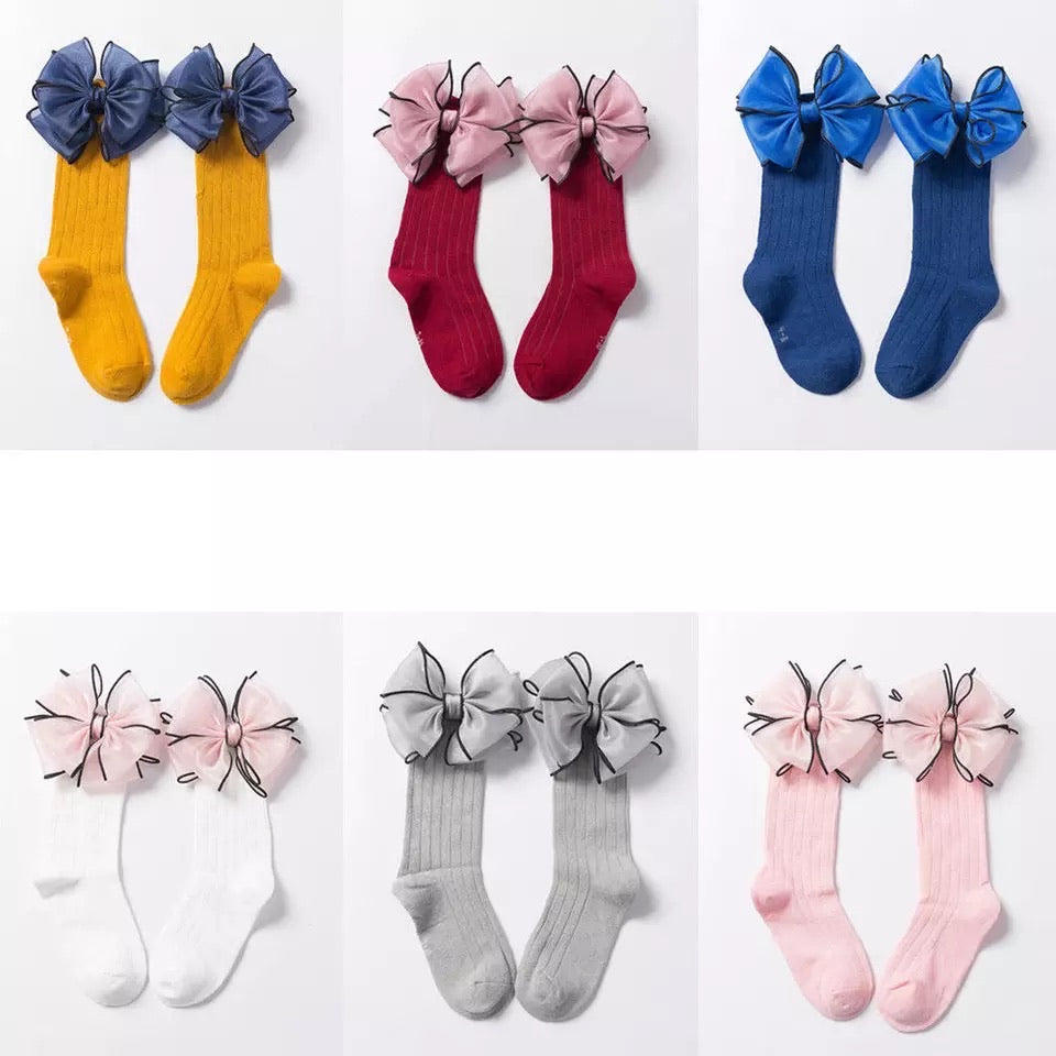 Big Chiffon Bowknot Long Socks