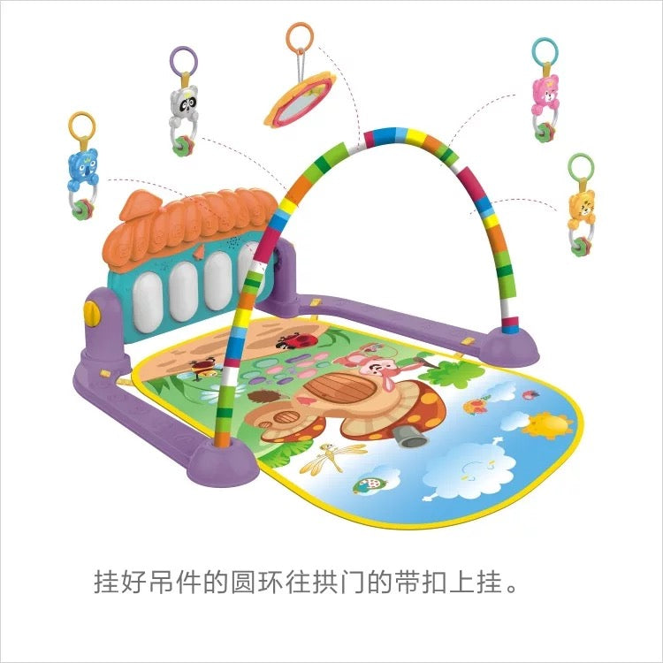 Baby Gym Mat with Piano Fitness Rack