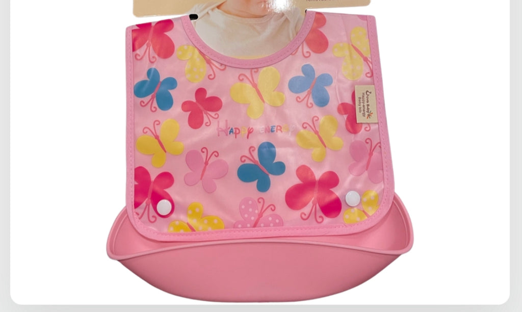 Baby Bib With Soft Plastic Tray Detachable