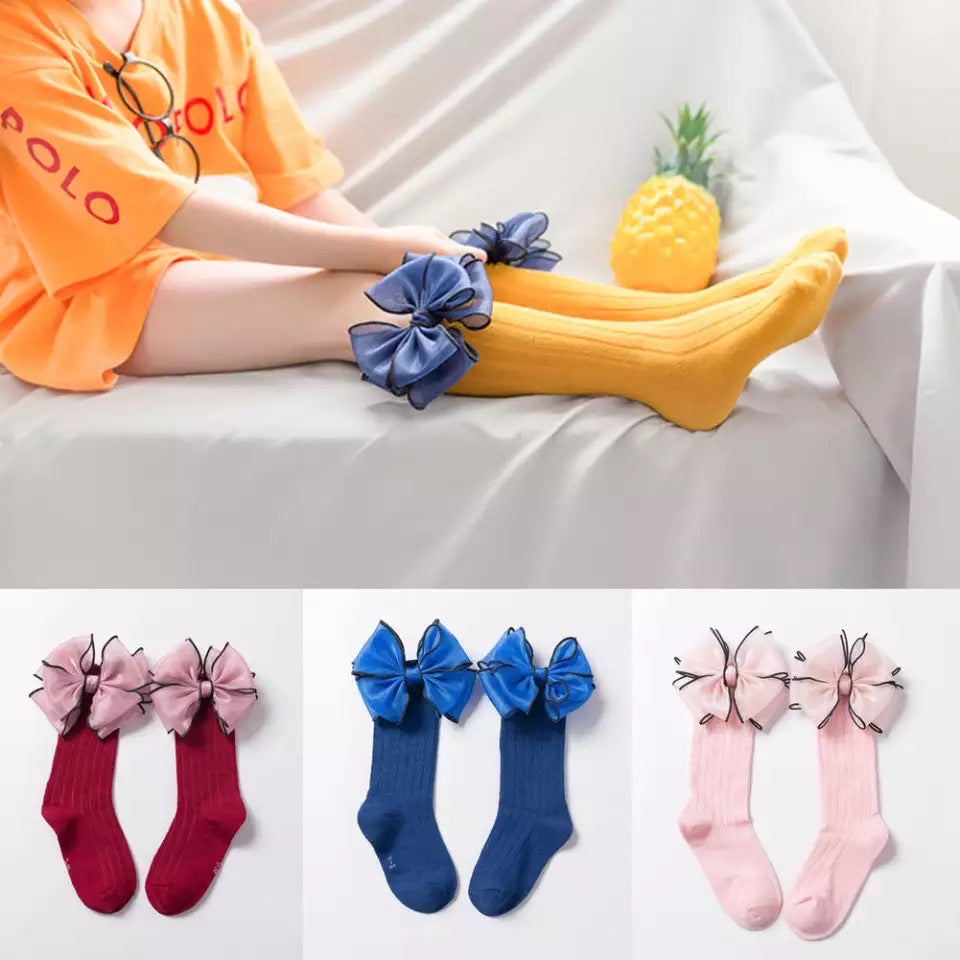 Big Chiffon Bowknot Long Socks