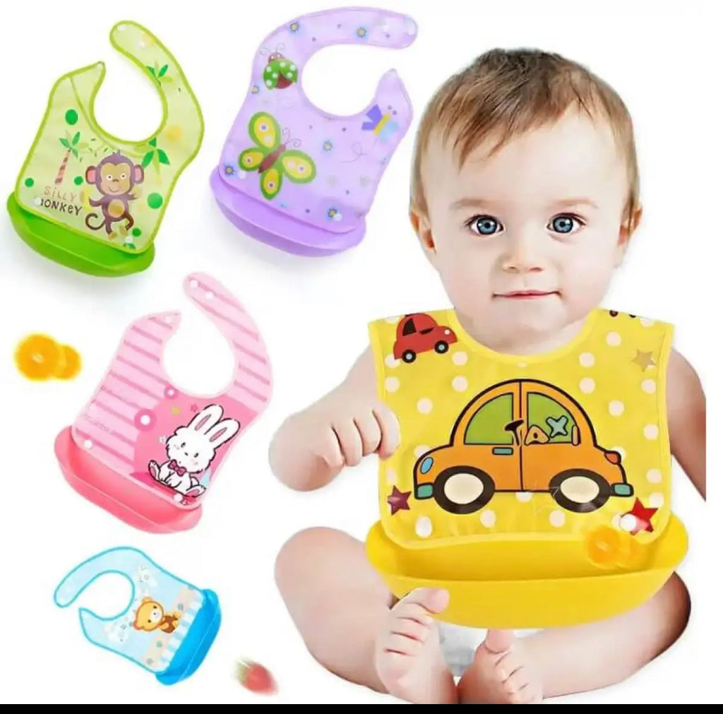 Baby Bib With Soft Plastic Tray Detachable