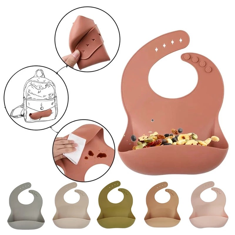 Baby Silicone Spoon Feeder Pacifier and Silicone Bib (Pack of 3)