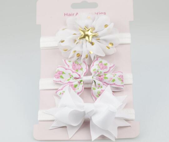 Baby Girl Bowknot Elastic Hair Band Set (3pcs)