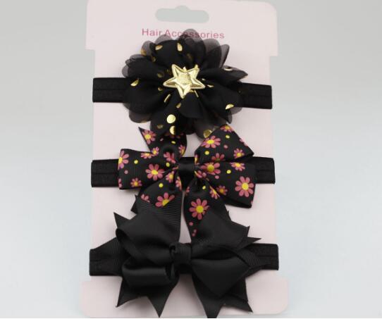 Baby Girl Bowknot Elastic Hair Band Set (3pcs)