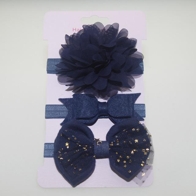 Baby Girl Bowknot Elastic Hair Band Set (3pcs)