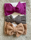 Plain Big Bow Headband Set (3pcs)