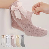 Pre-Order 5 pairs of Cotton Mesh Sock With Ribbon Bow