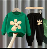 Green Floral Sweatshirt & Trouser Set (2pcs)