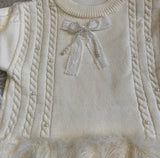 Knitted Fur Bow Sweater