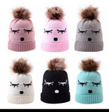 Single Pompom Sleeping Face Cap (Pack of 3)