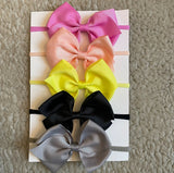 Super Soft Elastic Big Bow Headband Set (5pcs)