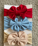 Plain Big Bow Headband Set (3pcs)