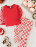 Pre-Order Polka Dot Long Sleeves Top & Houndstooth Pants