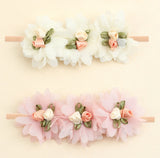 Chiffon & Ribbon Flower Headband Set (2pcs)