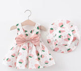 Strawberry Baby Pink Big Bow Frock With Hat