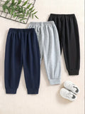 3pcs Solid Color Sweatpants/Trousers