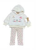 Cat Face Fleece Hoodie Set