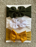 Plain Big Bow Headband Set (3pcs)