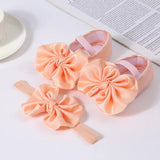 Soft Sole Silky Bowknot Shoes With Headband