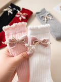 Pearl Bow Long Socks