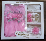 Chiffon Flower Newborn Frock Set (5pcs)