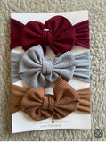 Plain Big Bow Headband Set (3pcs)