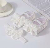 Soft Sole Silky Bowknot Shoes With Headband