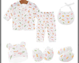 Soft Cotton Shirt,Trouser, Cap, Bib, Hand Gloves & Foot Cover Newborn Baby 6pcs
