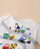 Pre-Order Excavator Printed Romper Set+Hat