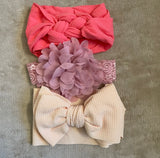 Knotted Lace Flower Headband Set (3pcs)