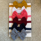 Plain Nylon Bow Headband Set (6pcs)