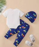 Pre-Order Excavator Printed Romper Set+Hat