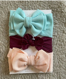 Plain Big Bow Headband Set (3pcs)