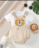 Pre-Order Lion Embroidered Corduroy Dungaree Set
