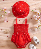 Pre-Order Heart Pleated Romper With A Hat
