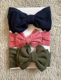 Plain Big Bow Headband Set (3pcs)