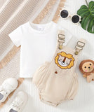 Pre-Order Lion Embroidered Corduroy Dungaree Set