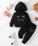 Cat Face Hoodie Set (2pcs)