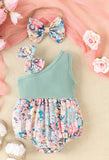 Pre-Order One-Shoulder Floral Bow Romper With Matching Headband