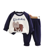 Printed Elephant Sweatshirt & Trouser Set (2pcs)