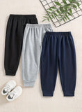3pcs Solid Color Sweatpants/Trousers