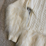Knitted Fur Bow Sweater