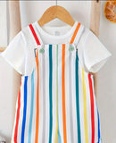 Pre-Order Multi-Color Striped Dungaree Set