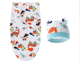 Summer Cotton Orange Dino Swaddle With Cap