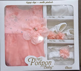 Chiffon Flower Newborn Frock Set (5pcs)